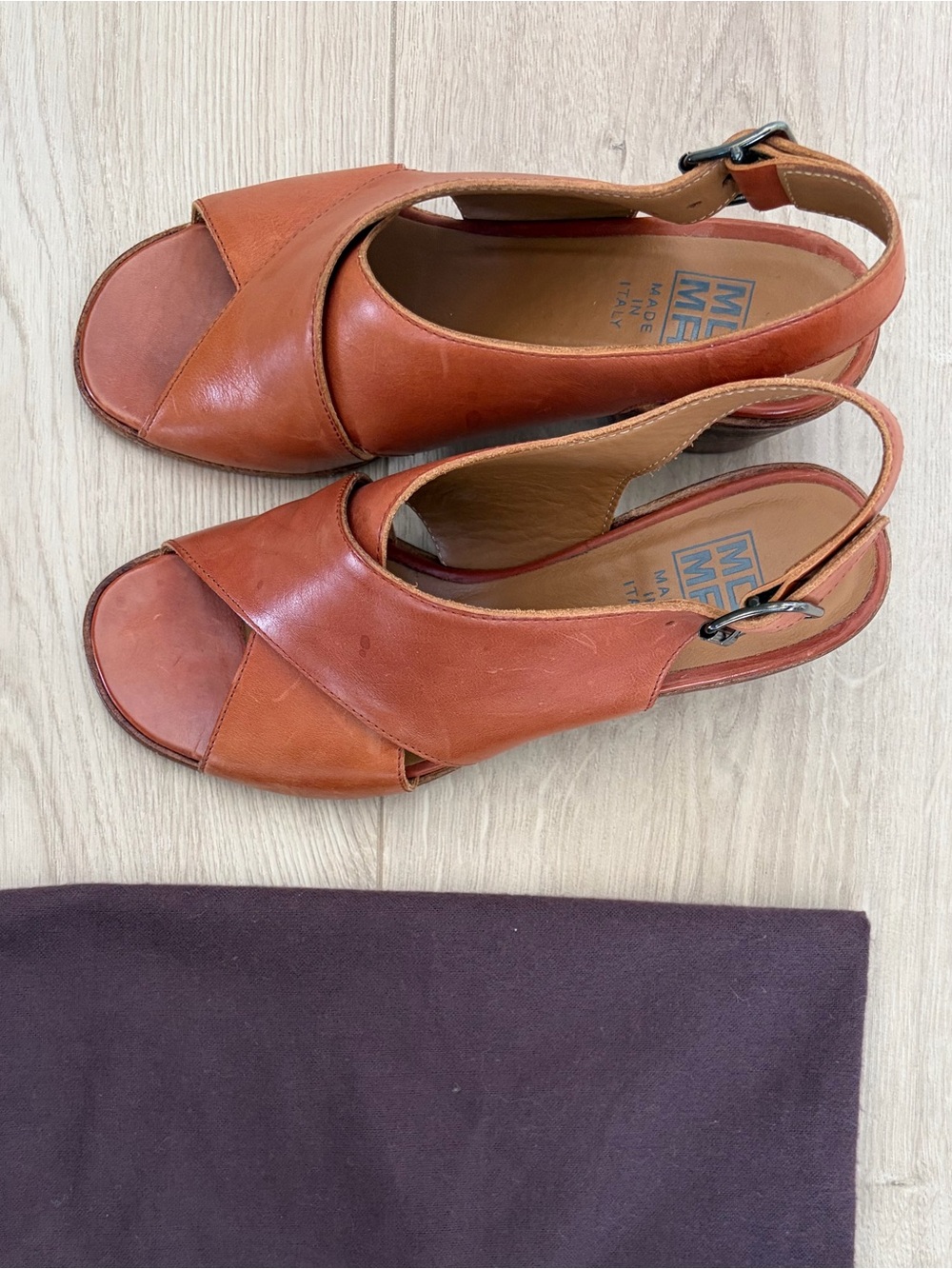 Moma Tan Leather Open-Toe Slingback Sandals